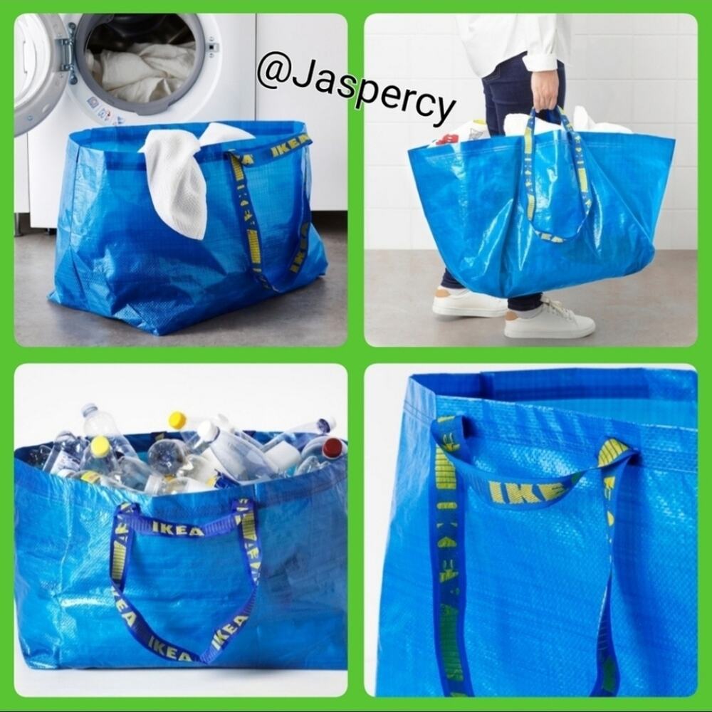 IKEA FRAKTA 5 Large Blue Reusable Shopping Bag Laundry Sturdy Tote Storage Eco - Picture 5 of 9